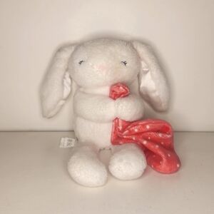 5” Carter’s Just One You White Rabbit Holding Pink Polkadot Blanket Ratt…